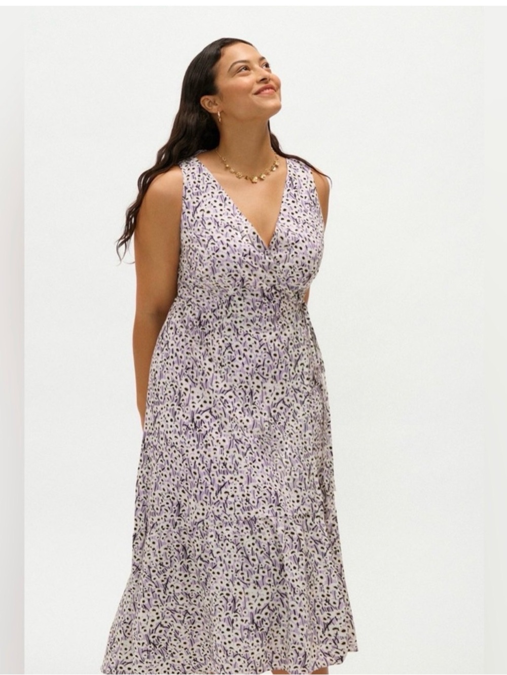 NWT Anthropologie Plus Lilac Floral Sleeveless Midi Dress 2X